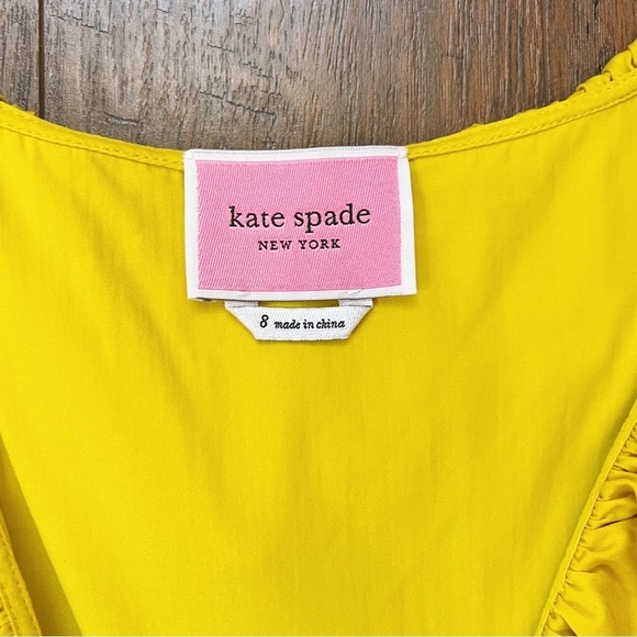 Kate Spade • Poplin Ruffle Tiered Dress mustard yellow gold cotton maxi midi - Picture 5 of 14